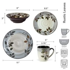 Rustic Leaves Dinnerware Set -Kitchen Supplies Shop 5136396 dimensions 01
