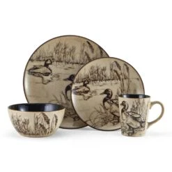 Mossy Oak Animal Print 16 Piece Dinnerware Set, Service For 4 -Kitchen Supplies Shop 5138758 4pc Duck onWhite