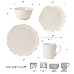 Chateau Cream 16 Piece Dinnerware Set, Service For 4 -Kitchen Supplies Shop 5143149 dimensions