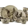 Homespun Rooster 16 Piece Dinnerware Set, Service For 4 -Kitchen Supplies Shop 5177076 16pc