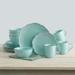 Remembrance Teal Dinnerware Set 8 Remembrance Teal Dinnerware Set -Kitchen Supplies Shop 5177557 1
