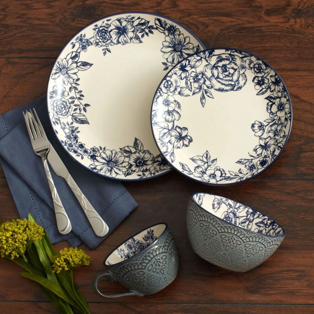 Gabriela Blue 16 Piece Dinnerware Set, Service For 4 4 Gabriela Blue 16 Piece Dinnerware Set, Service For 4 - Image 2