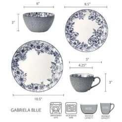 Gabriela Blue 16 Piece Dinnerware Set, Service For 4 19 Gabriela Blue 16 Piece Dinnerware Set, Service For 4 -Kitchen Supplies Shop 5216941 dimensions
