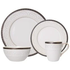 Promenade Scroll 16 Piece Dinnerware Set, Service For 4 -Kitchen Supplies Shop 5217018