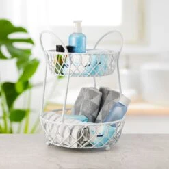 Loop And Lattice 2 Tier Round Basket With Handles -Kitchen Supplies Shop 5245111 bathroom lifestyle