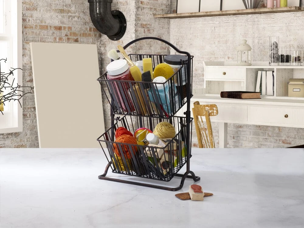 2 Tier Stripe Hanging Storage Basket 6 2 Tier Stripe Hanging Storage Basket - Image 4