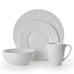 Flamingo White 16 Piece Dinnerware Set, Service For 4 -Kitchen Supplies Shop 5268036 3Q