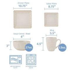 Madeleine 16 Piece Dinnerware Set, Service For 4 16 Madeleine 16 Piece Dinnerware Set, Service For 4 -Kitchen Supplies Shop 5270501 Dimension