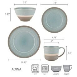 Adina 16 Piece Dinnerware Set, Service For 4 -Kitchen Supplies Shop 5274284 dimensions