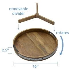 Galvanized Band Lazy Susan Platter With Removable Dividers, 16 Inch 10 Galvanized Band Lazy Susan Platter With Removable Dividers, 16 Inch -Kitchen Supplies Shop 5276661 Dimension
