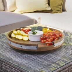Galvanized Band Lazy Susan Platter With Removable Dividers, 16 Inch 9 Galvanized Band Lazy Susan Platter With Removable Dividers, 16 Inch -Kitchen Supplies Shop 5276661 Galvanized Lazy Susan Lifestyle 2
