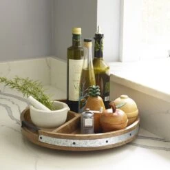 Galvanized Band Lazy Susan Platter With Removable Dividers, 16 Inch 8 Galvanized Band Lazy Susan Platter With Removable Dividers, 16 Inch -Kitchen Supplies Shop 5276661 Galvanized Lazy Susan Lifestyle 3