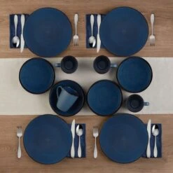 Pierce Blue 16 Piece Dinnerware Set, Service For 4 -Kitchen Supplies Shop 5281779 PierceBlue 16pc lifestyle2