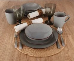 Pierce Gray 16 Piece Dinnerware Set, Service For 4 -Kitchen Supplies Shop 5281784 PierceGray 16pc lifestyle