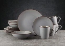 Pierce Gray 16 Piece Dinnerware Set, Service For 4 -Kitchen Supplies Shop 5281784 PierceGray 16pc lifestyle1