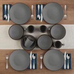 Pierce Gray 16 Piece Dinnerware Set, Service For 4 -Kitchen Supplies Shop 5281784 PierceGray 16pc lifestyle2
