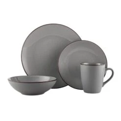 Pierce Gray 16 Piece Dinnerware Set, Service For 4 -Kitchen Supplies Shop 5281784 PierceGray 4pc silo