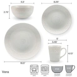 Vera 16 Piece Dinnerware Set, Service For 4 -Kitchen Supplies Shop 5286184 6