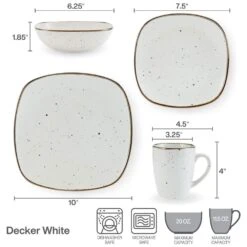 Decker White 16 Piece Dinnerware Set, Service For 4 -Kitchen Supplies Shop 5286197 Pfaltzgraff Decker White 4PC PlaceSetting Infographic