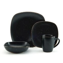 Decker Black 16 Piece Dinnerware Set, Service For 4 -Kitchen Supplies Shop 5286198 Pfalzgraff DeckerBlack 4PC PlaceSetting Silo
