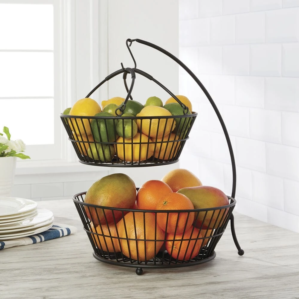 Tully 2 Tier Fruit Storage Basket With Banana Hook 4 Tully 2 Tier Fruit Storage Basket With Banana Hook - Image 2