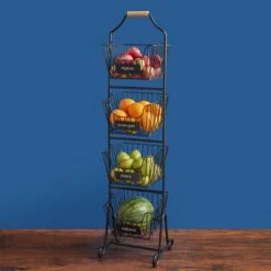 Dahlia 4 Tier Market Adjustable Standing Storage Rack -Kitchen Supplies Shop 5288636 Blue 7 12 22
