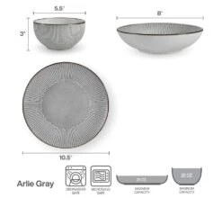 Arlie Gray 12 Piece Dinnerware Set, Service For 4 -Kitchen Supplies Shop 5291360 006