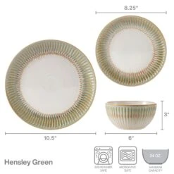 Hensley Green 12 Piece Dinnerware Set, Service For 4 -Kitchen Supplies Shop 5291366 PFZ Hensley Green Infographic