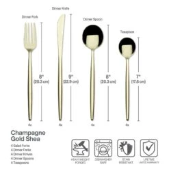 Shea Gold Forged 16 Piece Flatware Set, Service For 4 14 Shea Gold Forged 16 Piece Flatware Set, Service For 4 -Kitchen Supplies Shop 5292340 IG3 forged champagne gold shea 16pc flatware