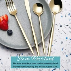 Shea Gold Forged 16 Piece Flatware Set, Service For 4 13 Shea Gold Forged 16 Piece Flatware Set, Service For 4 -Kitchen Supplies Shop 5292340 IG6 forged champagne gold shea 16pc flatware