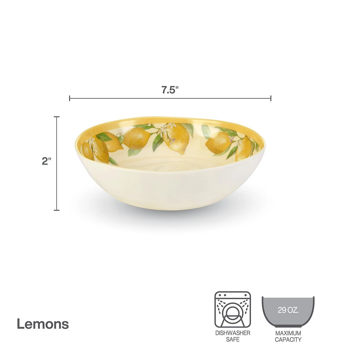 Lemons Set Of 4 Outdoor Melamine Soup Cereal Bowls 5 Lemons Set Of 4 Outdoor Melamine Soup Cereal Bowls - Image 3