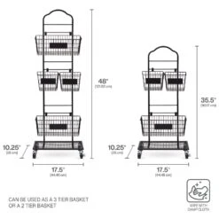 Mercato 3 Tier Adjustable Storage Rack With Chalkboard Plates 15 Mercato 3 Tier Adjustable Storage Rack With Chalkboard Plates -Kitchen Supplies Shop 5293873 GB Mercato 3 Tier Basket Infographic Dims