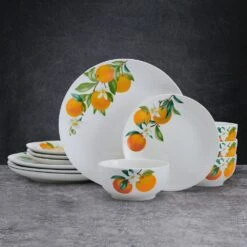 Oranges 12 Piece Dinnerware Set, Service For 4 -Kitchen Supplies Shop 5296703 SN Oranges 12pc lifestyle