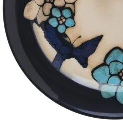 Painted Butterfly Blue 12 Piece Dinnerware Set, Service For 4 -Kitchen Supplies Shop 5296888 PFZ PaintedButterflyBlue dinner plate closeup