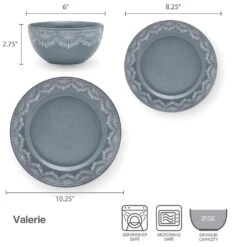 Valerie 12 Piece Dinnerware Set, Service For 4 15 Valerie 12 Piece Dinnerware Set, Service For 4 -Kitchen Supplies Shop 5296919 PFZ Valerie Dims infographic