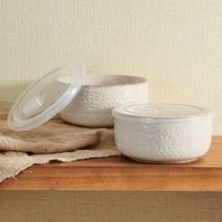 Chateau Cream Set Of 2 Storage Bowls With Lids -Kitchen Supplies Shop 5297030 Chateau S2 Bowls Lifestyle Front