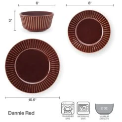 Dannie Red 12 Piece Dinnerware Set, Service For 4 15 Dannie Red 12 Piece Dinnerware Set, Service For 4 -Kitchen Supplies Shop 5305442 IG DannieRed12PCDinnerwareSet