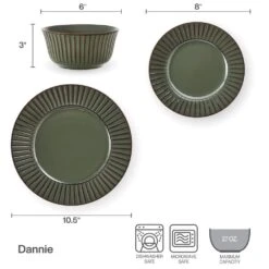 Dannie Green 12 Piece Dinnerware Set, Service For 4 15 Dannie Green 12 Piece Dinnerware Set, Service For 4 -Kitchen Supplies Shop 5305443 IG Dannie12PCDInnerwareSet