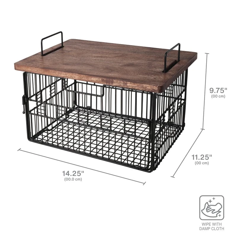 Madam Grid Stacking And Nesting Basket With Mango Wood Lid 7 Madam Grid Stacking And Nesting Basket With Mango Wood Lid - Image 5