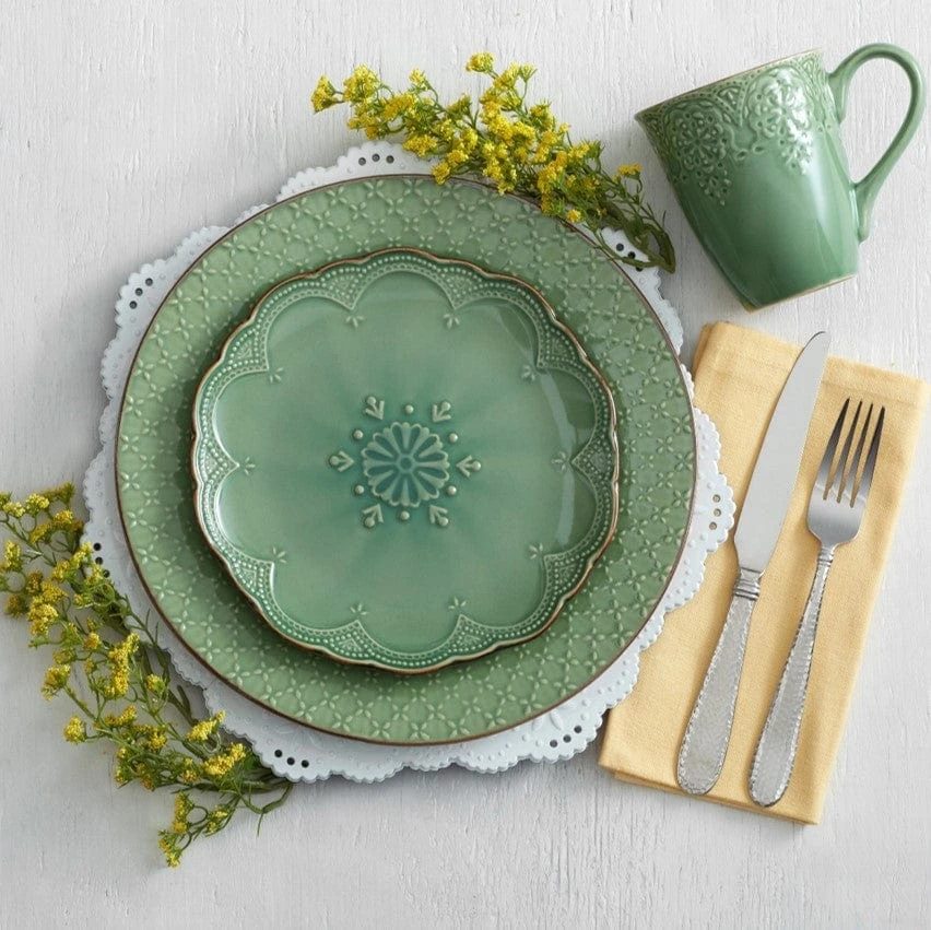 French Lace Set Of 4 Green Salad Plates 4 French Lace Set Of 4 Green Salad Plates - Image 2