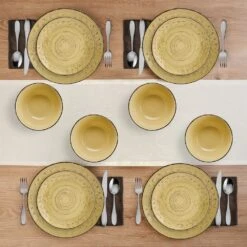 Trellis Sunflower 12 Piece Dinnerware Set, Service For 4 15 Trellis Sunflower 12 Piece Dinnerware Set, Service For 4 -Kitchen Supplies Shop Trellis Sunflower Yellow 12 Piece Dinnerware Set 5312656 3