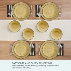 Trellis Sunflower 12 Piece Dinnerware Set, Service For 4 18 Trellis Sunflower 12 Piece Dinnerware Set, Service For 4 -Kitchen Supplies Shop Trellis Sunflower Yellow 12 Piece Dinnerware Set 5312656 6