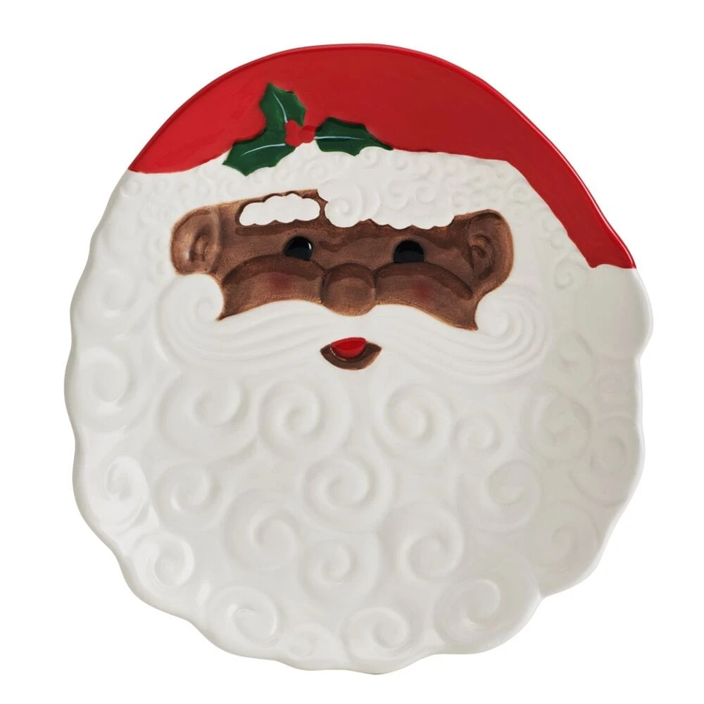 Winterberry® African American Santa Figural Cookie Plate 3 Winterberry® African American Santa Figural Cookie Plate