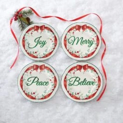 Winterberry® Set Of 4 Red Ribbon Salad Plates -Kitchen Supplies Shop Winterberry Set of 4 Red Ribbon Salad Plates 5308110 3