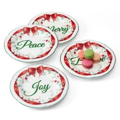 Winterberry® Set Of 4 Red Ribbon Salad Plates -Kitchen Supplies Shop Winterberry Set of 4 Red Ribbon Salad Plates 5308110 6