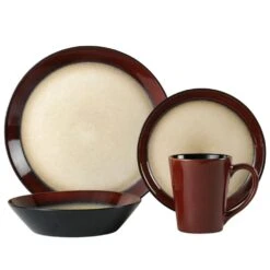 Aria Red 16 Piece Dinnerware Set, Service For 4 -Kitchen Supplies Shop aria red 16 piece dinnerware set service for 4 5109392 1