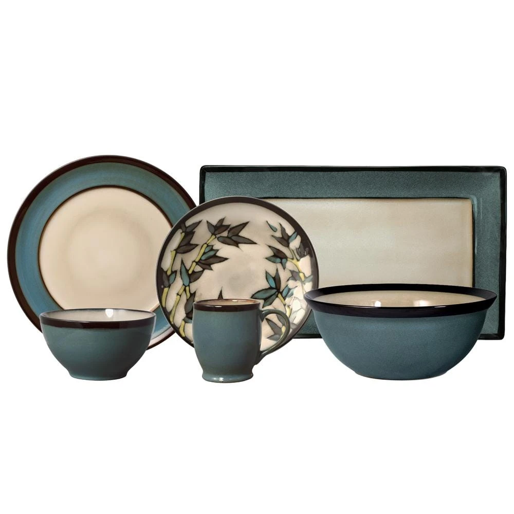 Belmont Round Blue Stalks Service For 8 With Serveware 3 Belmont Round Blue Stalks Service For 8 With Serveware