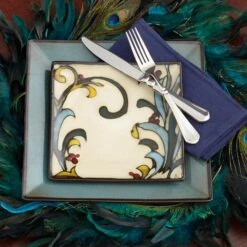 Belmont Set Of 4 Blue Square Dinner Plates -Kitchen Supplies Shop belmont set of 4 blue square dinner plates K45091147 3