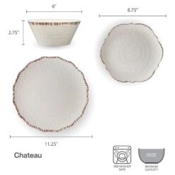 Chateau Cream 12 Piece Outdoor Melamine Dinnerware Set, Service For 4 -Kitchen Supplies Shop chateau cream 12 piece melamine dinnerware set service for 4 5302580 5