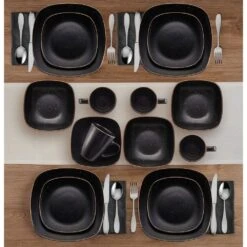 Decker Black 16 Piece Dinnerware Set, Service For 4 -Kitchen Supplies Shop decker black 16 piece dinnerware set service for 4 5286198 3 35255d0a 66cb 445d 989b 021294358cc5